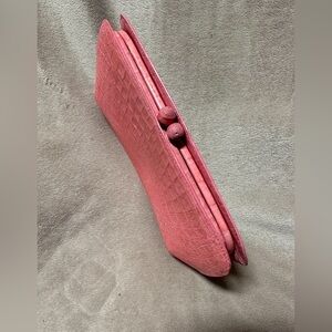 Nancy Gonzalez pink crocodile leather clutch bag
